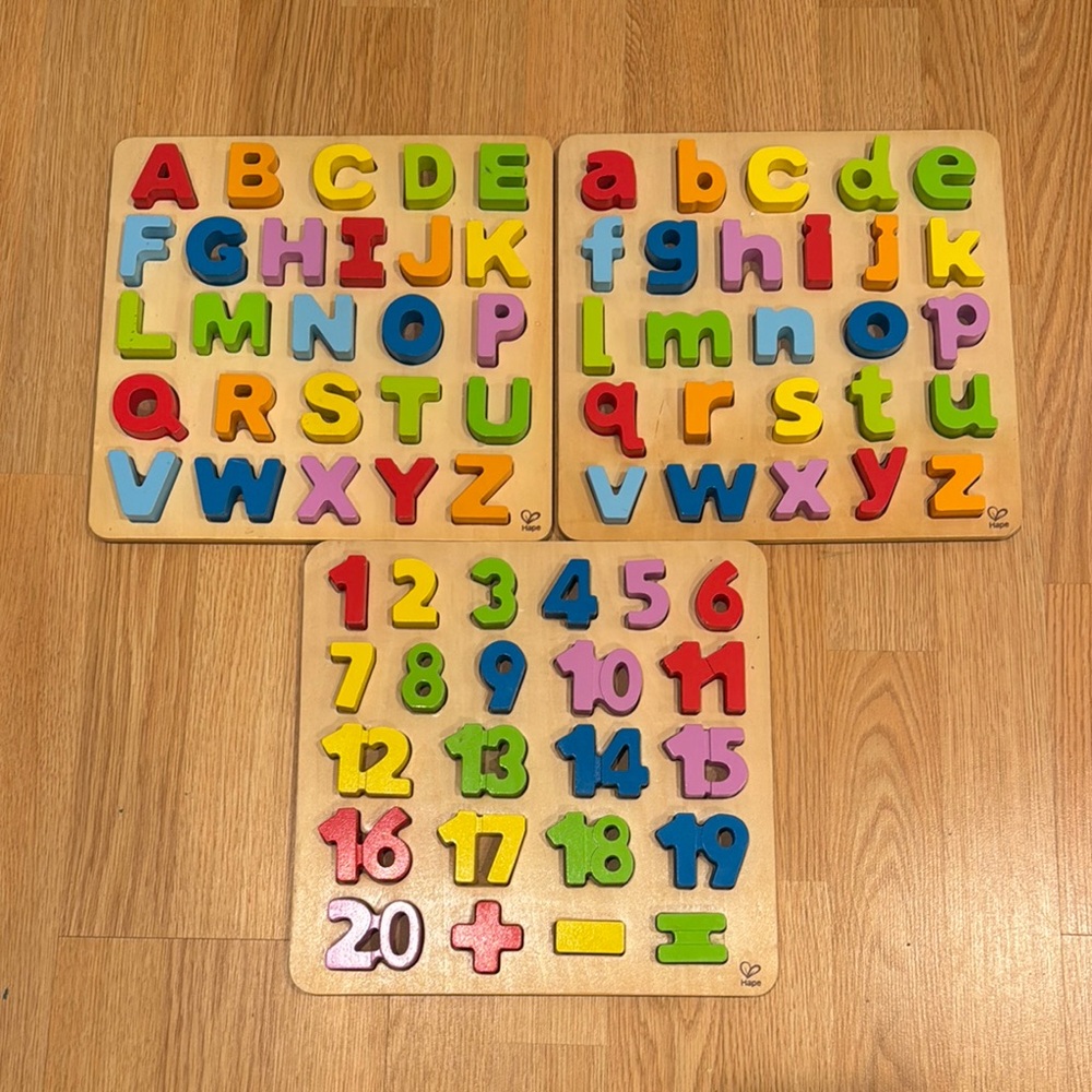 Hape Wooden Alphabet and Number Puzzle Set